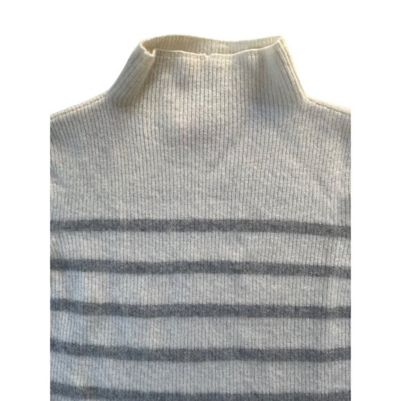 Forte Cashmere Women's XL 100% Cashmere Neutral Stripe Turtleneck Sweater - Picture 4 of 13